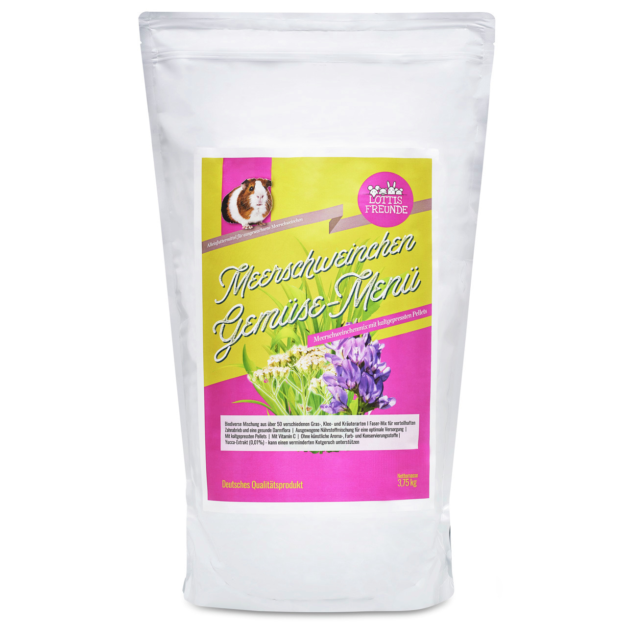 LOTTIS FREUNDE Meerschweinchen Gemüse-Menü, 3,75 kg, Gemüse, kaltgepresste Pellets, dt. Qualitätsprodukt, für Meerschweinchen.