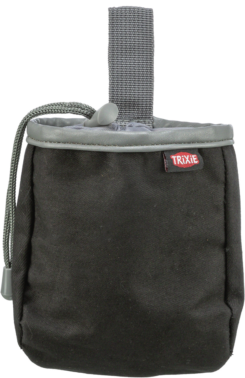 TRIXIE Dog Activity Leckerlibeutel, Schwarz/Grau, für Hundebesitzer, ideal f. Training/Spaziergang, m. Kordelzug u. Befestigungsschlaufe.