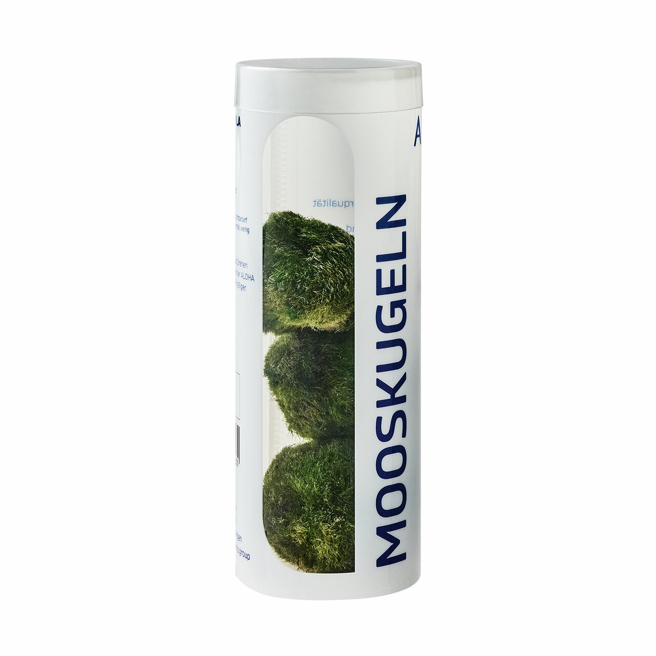 ALOHA MOOSKUGELN, für Aquarienbesitzer, 3 Stk., ideal zur Deko & Wasserqualität, grüne Mooskugeln in weißer Verpackung mit Sichtfenster.