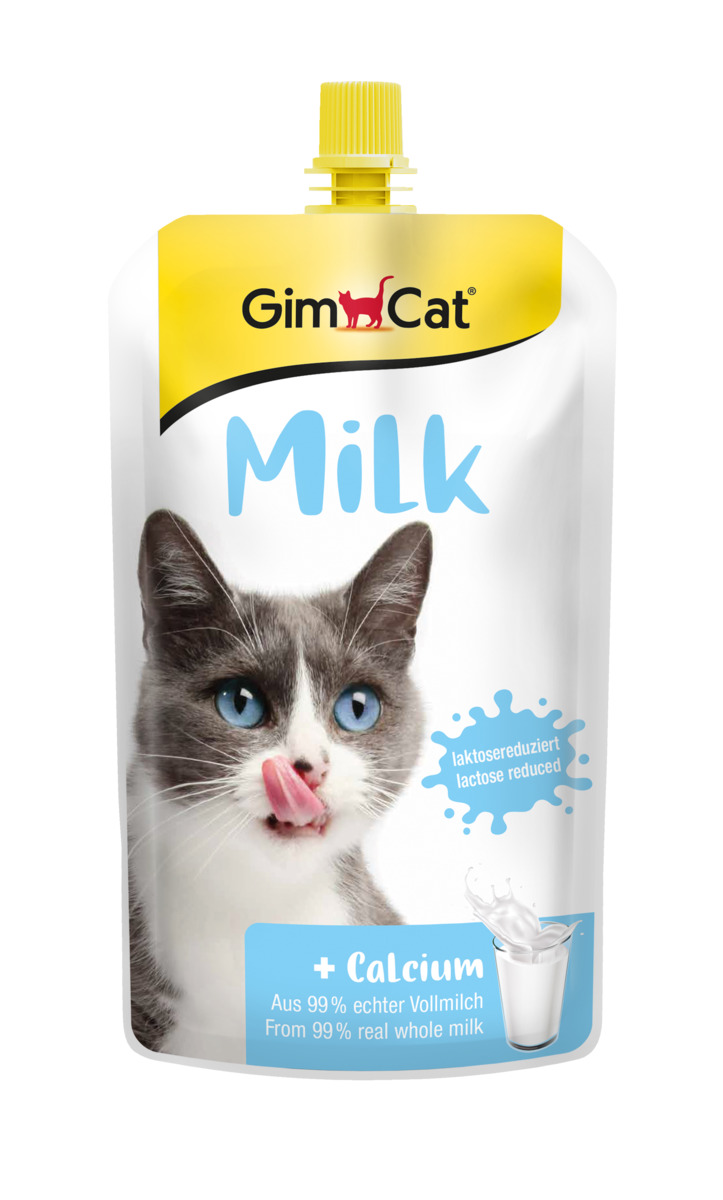 GimCat Milk: Laktosered. Milch f. Katzen, 99 % Vollmilch, mit Calcium, gesunde & schmackh. Ergänzung, 200 ml.