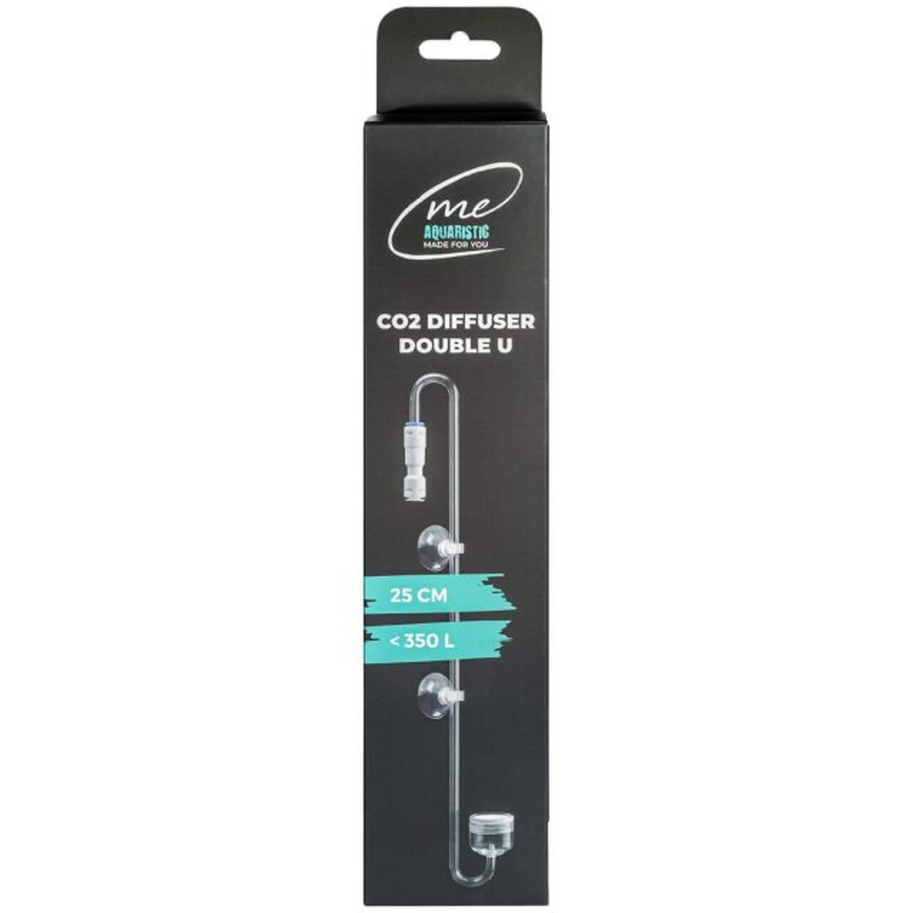 ME Aquaristic CO2 Diffuser Double U für Aquarien bis 350 l, Länge 25 cm, effiziente CO2-Verteilung im Wasser.
