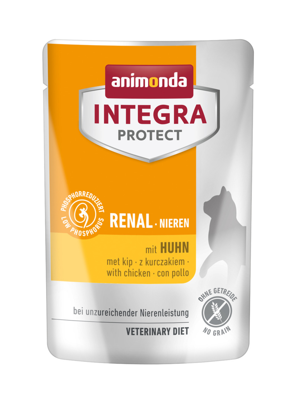 Animonda Integra Protect Renal Katzenfutter Huhn, phosphorreduziert, getreidefrei, Diät, 85 g, für Katzen mit Nierenproblemen.