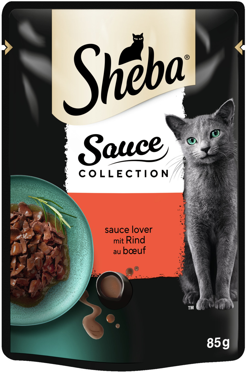 Sheba Sauce Collection, Katzenfutter, Rind, saftige Fleischstücke in Sauce, 85 g.