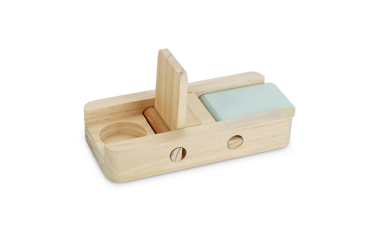 Beeztees Nager-Spielzeug aus Holz, für Kaninchen-Meerschweinchen, interaktiv, fördert Intelligenz, mit Holzblock & Fach.