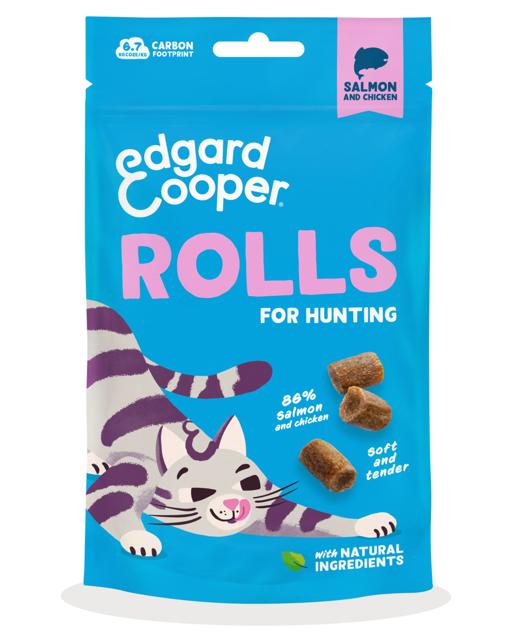 Edgard & Cooper Rolls for Hunting, Katzen, Lachs & Huhn, weich & zart, natürliche Zutaten, 6,7 kg CO2e/kg.