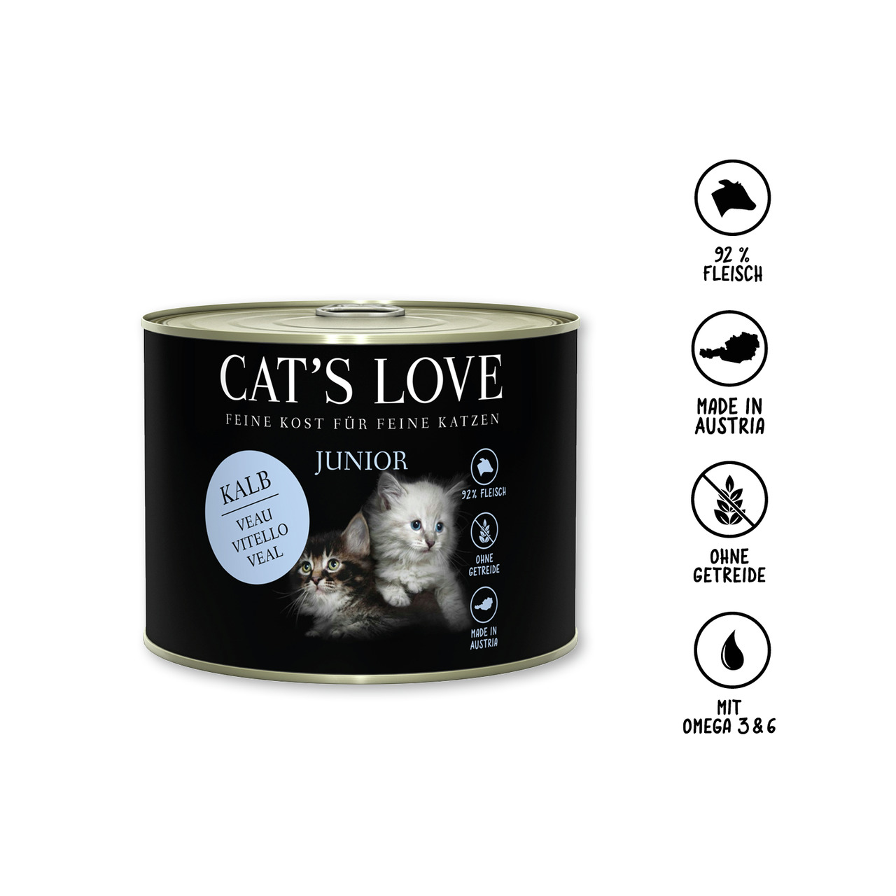 Sparpaket 6 x 200 g Cat's Love Junior Kalb Katzen Nassfutter