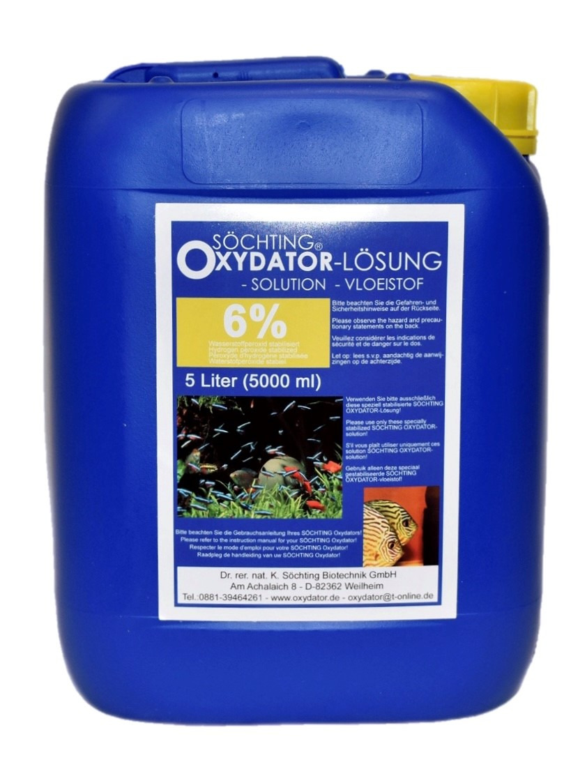 Söchting OXYDATOR-LÖSUNG 6%, 5L, 6% H2O2, für Aquarien & Teiche, ideal für Fische & Pflanzen.