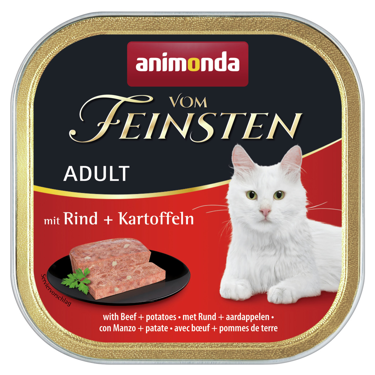 Sparpaket 8 x 100 g Animonda Vom Feinsten Adult mit Rind + Kartoffeln Katzen Nassfutter