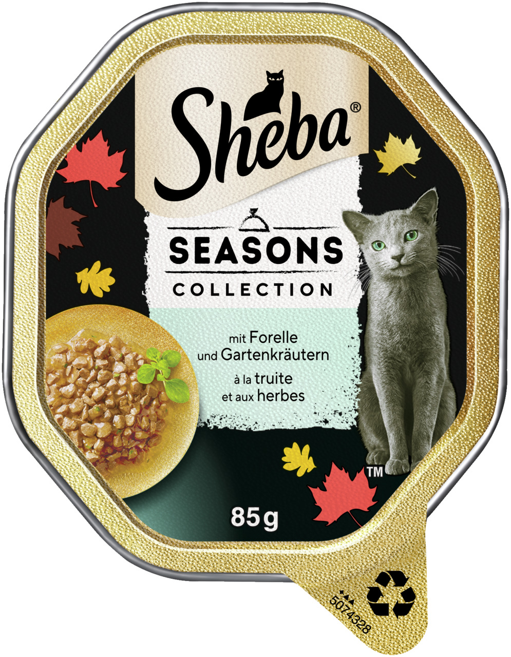 Sheba Seasons Collection, Katzenfutter, Forelle & Gartenkräuter, 85 g, hochwertige Mahlzeit für anspruchsvolle Katzen.