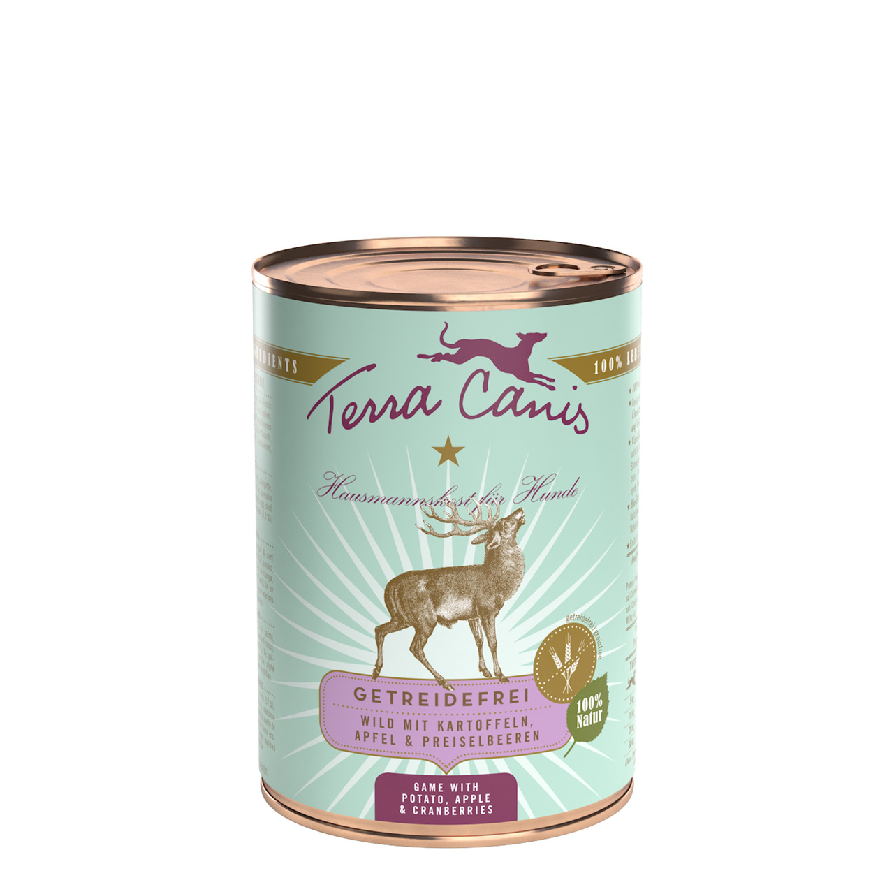 Sparpaket 6 x 400 g Terra Canis Getreidefrei Wild mit Kartoffeln, Apfel und Preiselbeeren Hunde Nassfutter