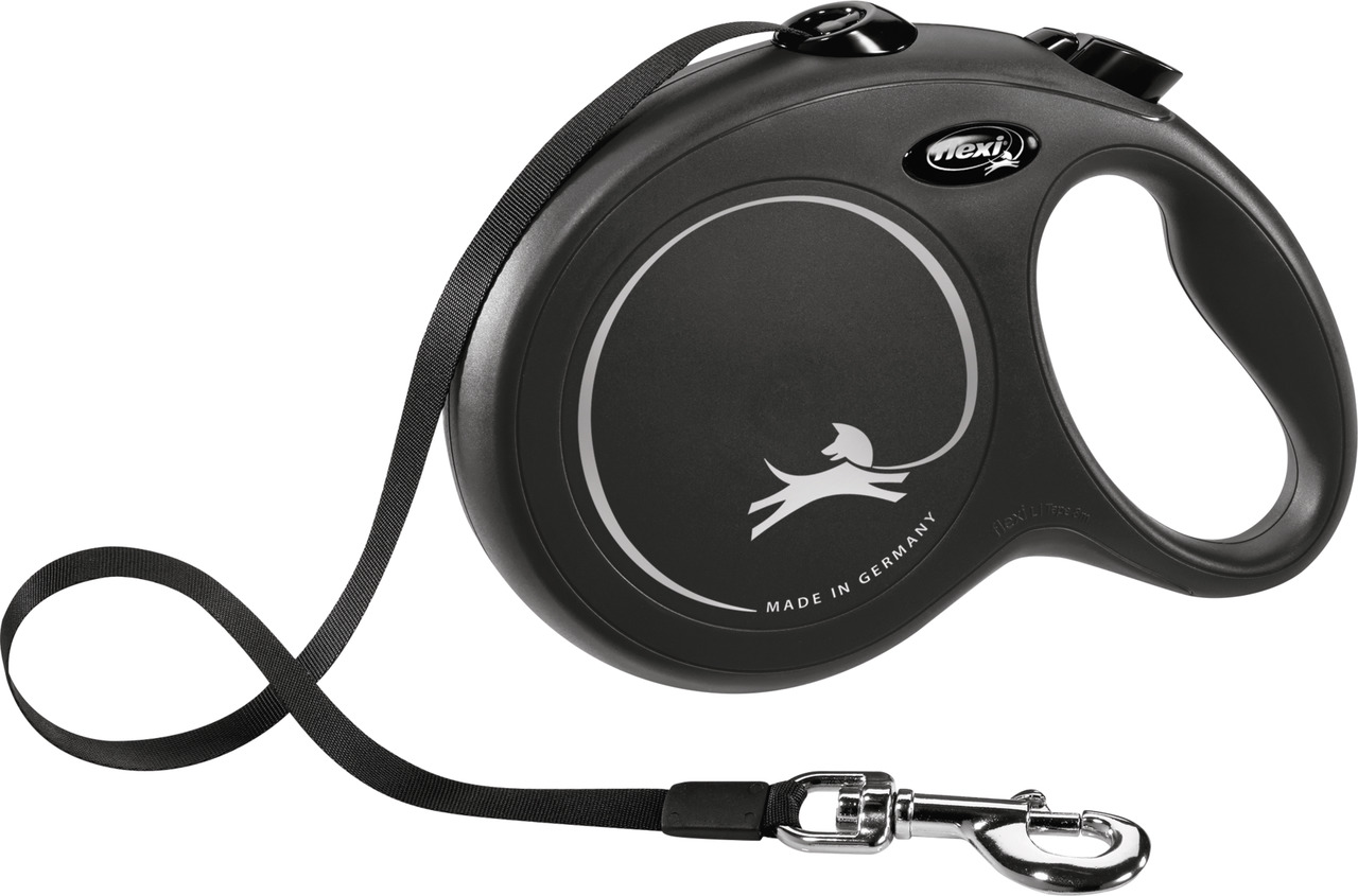 flexi New CLASSIC Gurt L 8 Meter schwarz Roll-Leine für Hunde