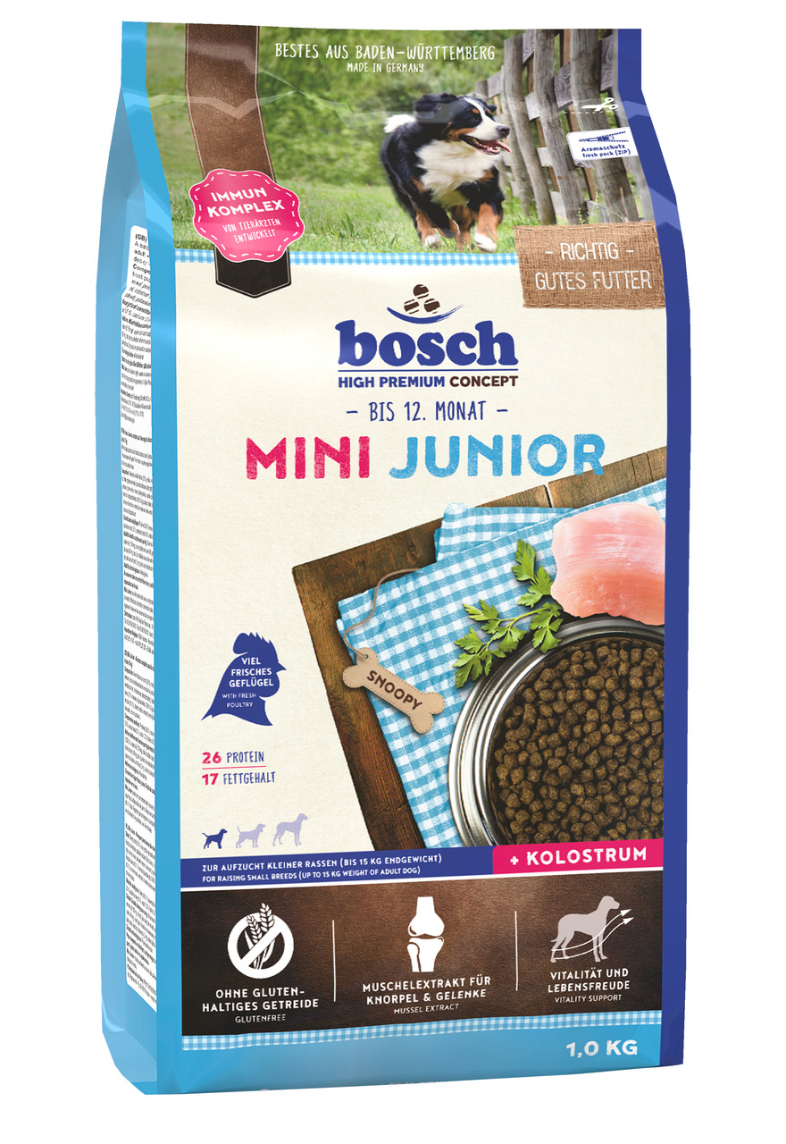 Sparpaket 2 x 1 kg Bosch Mini Junior Hunde Trockenfutter