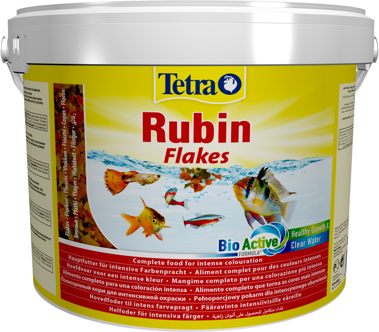 Tetra Rubin Flakes, Hauptfutter für Zierfische, 10L, für intensive Farbenpracht, BioActive-Formel für Wachstum & klares Wasser.