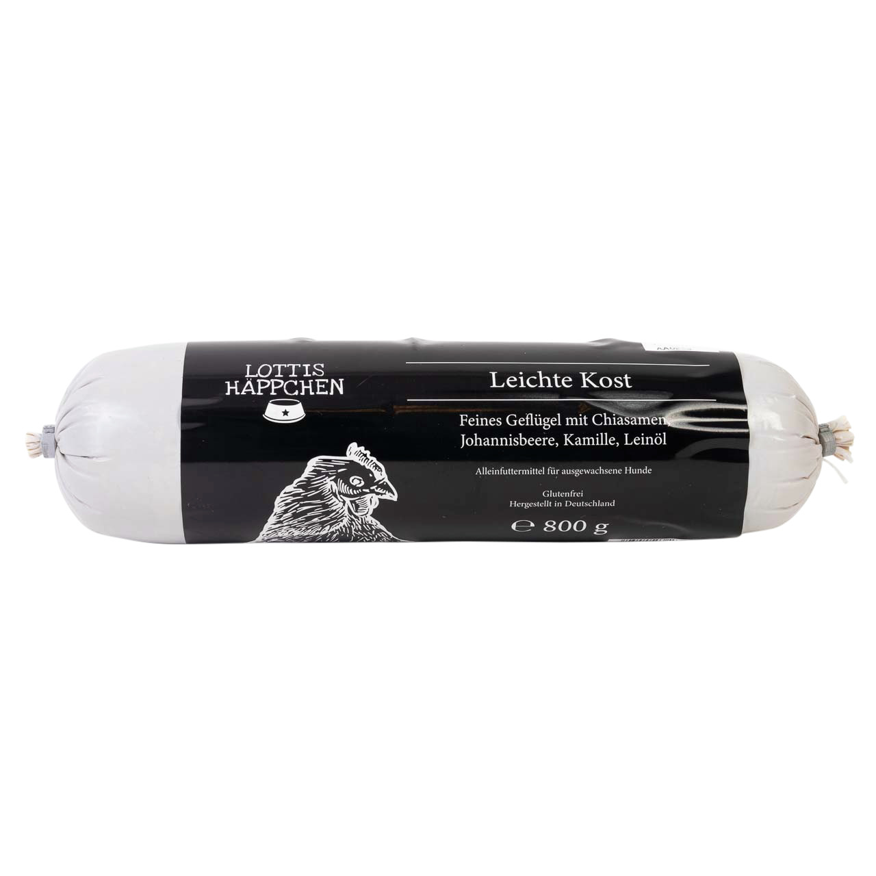 Lottis Häppchen – Leichte Kost, 800 g, Alleinfutter f. erw. Hunde, Geflügel, Chiasamen, Johannisbeere, Kamille, Leinöl, glutenfrei, DE.