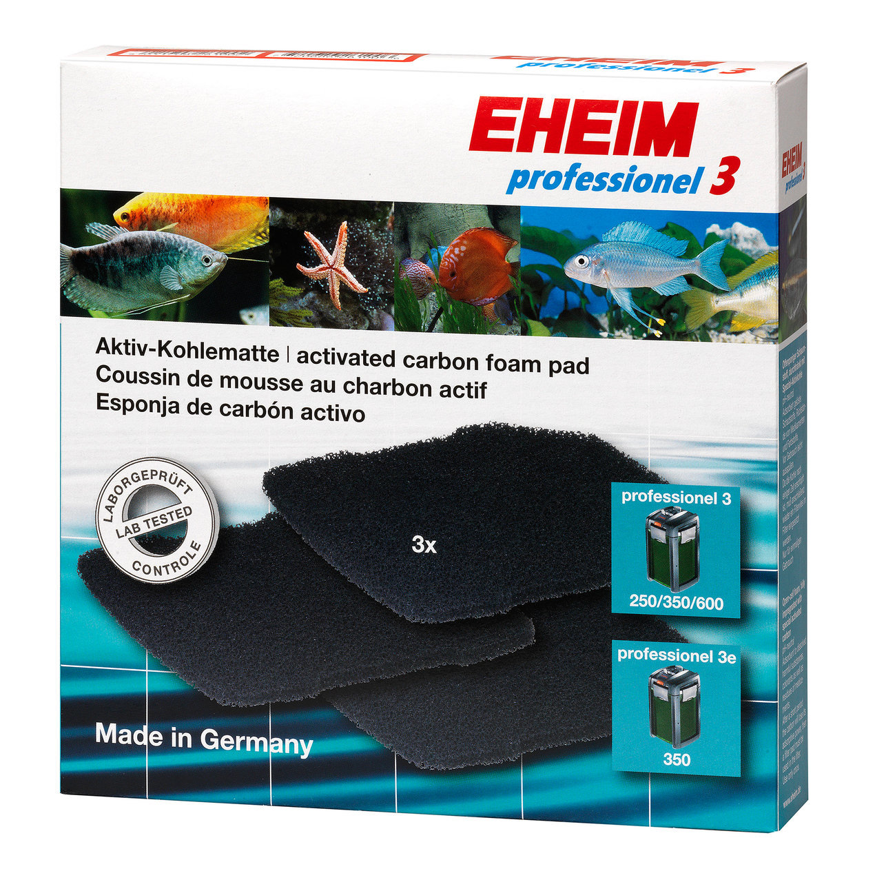 EHEIM Aktiv-Kohlematte, für Außenfilter 3-3e (250-350-600), Aquarienbesitzer, 3 Matten, Schadstofffilter, "Made in Germany", "Laborgeprüft".