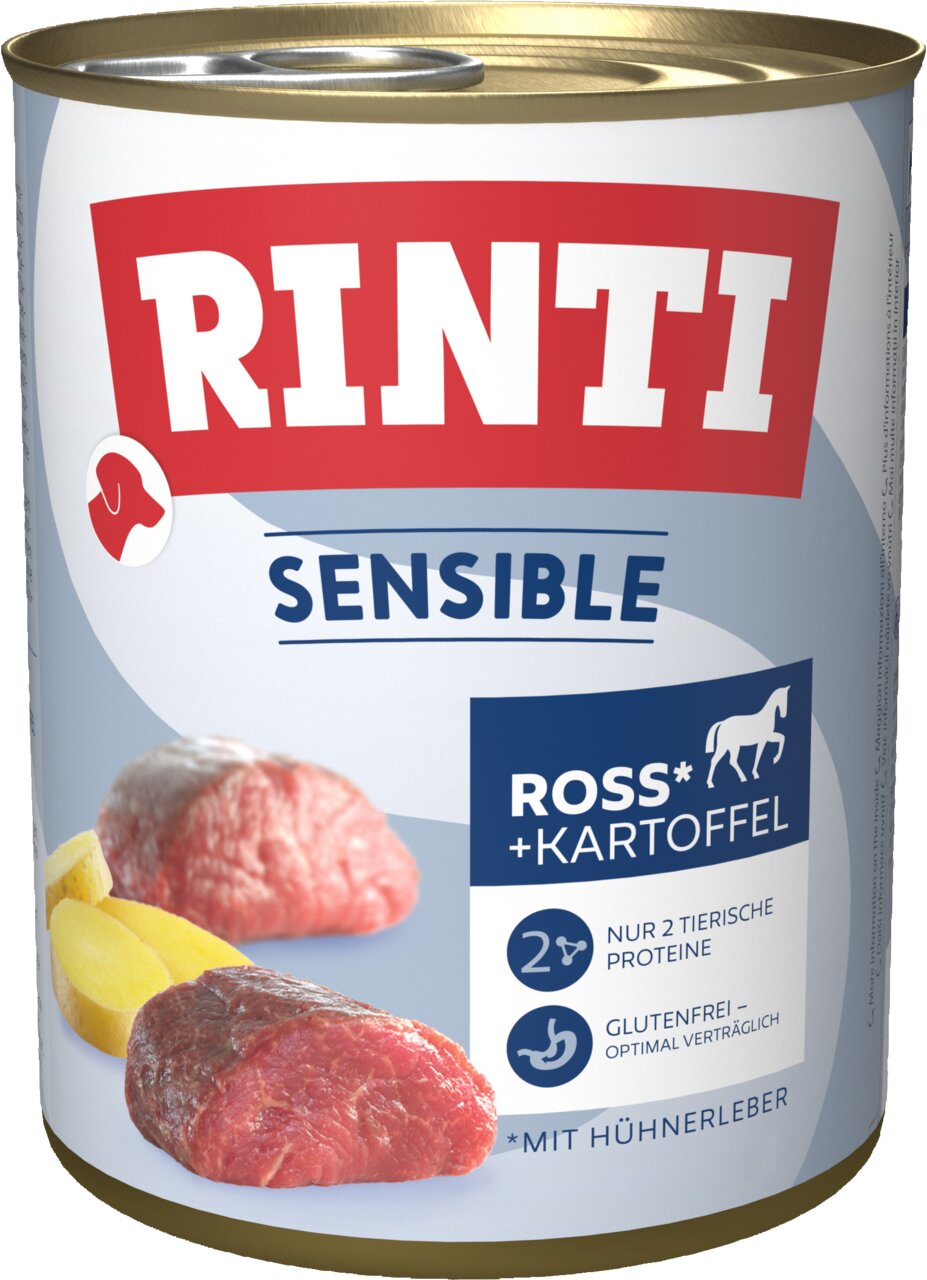 RINTI Sensible Ross + Kartoffel, Zielgruppe: Hund, Geschmacksrichtung: Pferd, 400 g, glutenfrei, mit 2 tierischen Proteinen.
