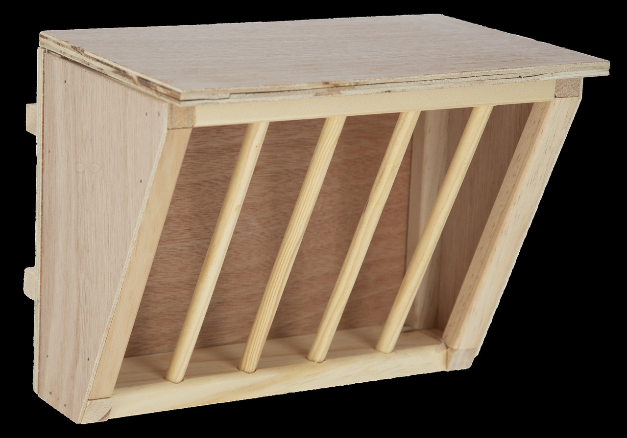 KERBL Holz-Heuraufe, für Kaninchen-Meerschweinchen, aus unbehandeltem Holz, ideal für Heu-Gräser, artgerechte Fütterung, Maße s. Bild.