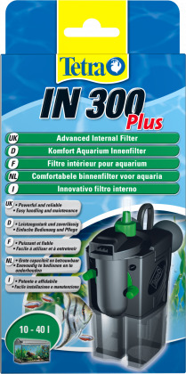 Tetra IN 300 Plus Innenfilter, für Aquarien 10-40 L, einfache Handhabung, leistungsstarke Filterung, schwarz-grün.