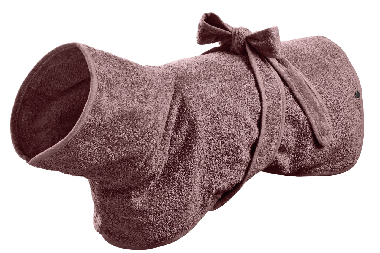 HUNTER Badmantel für Hunde, Altrosa, weiches Frottee, ideal nach dem Baden-Regen, mit Gürtel & Kapuze, saugfähig.