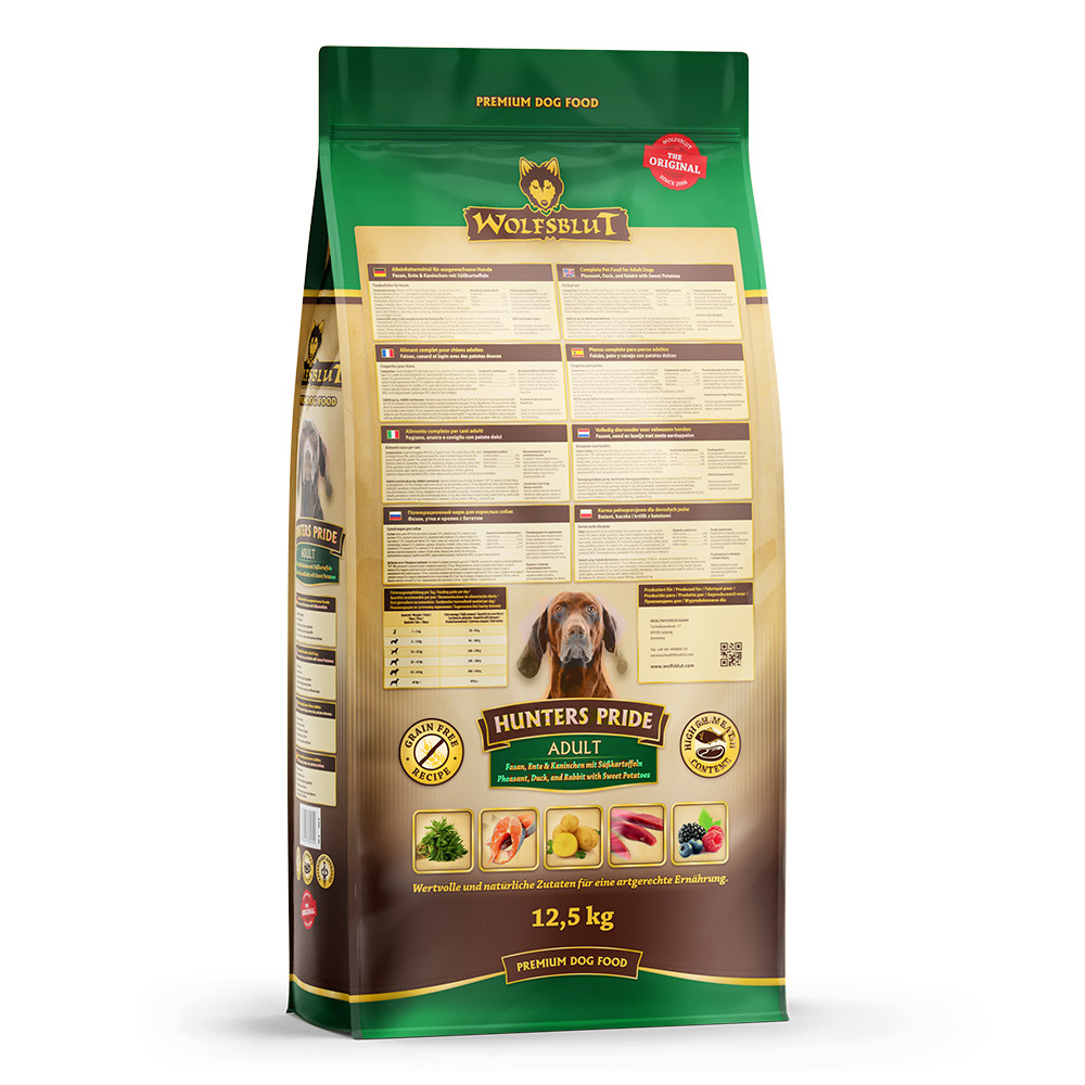 WOLFSBLUT Hunters Pride Fasan, Ente & Kaninchen mit Süßkartoffeln 12,5kg Hundetrockenfutter