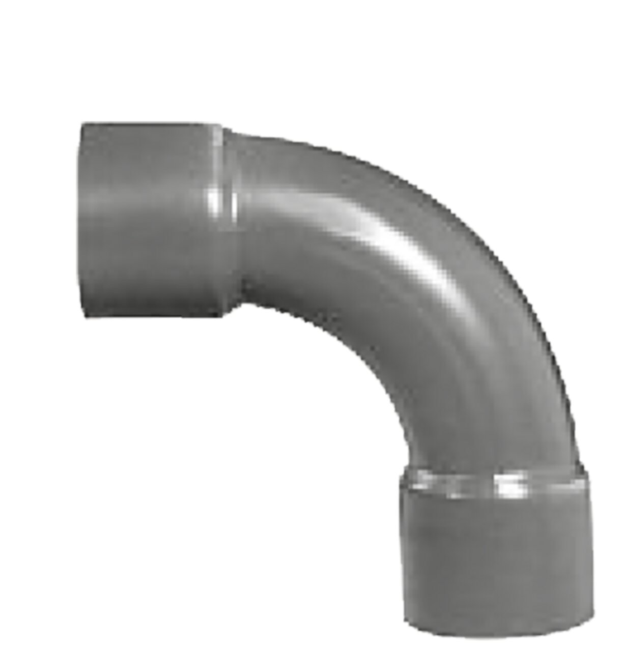 Graues PVC-Rohrbogen der Marke EFFAST, 90-Grad-Winkel, Ideal für Sanitärinstallationen oder industrielle Anwendungen.