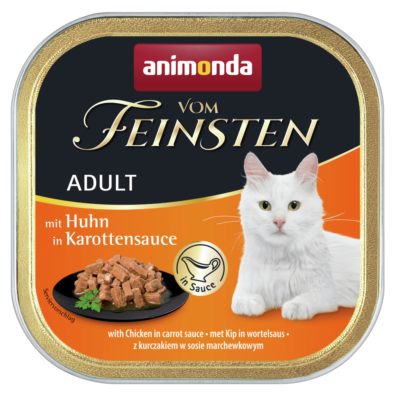 Sparpaket 32 x 100 g Animonda vom Feinsten Adult mit Huhn in Karottensauce Katzen Nassfutter
