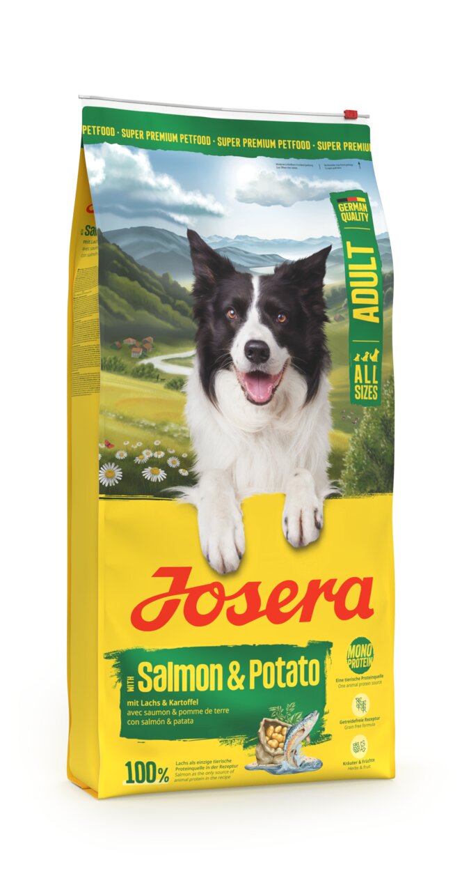Josera Salmon & Potato, Hundefutter für adulte Hunde, Geschmacksrichtung Lachs & Kartoffel, 15 kg, Mono-Protein, für alle Rassen.