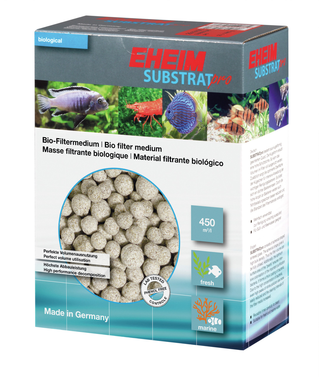 EHEIM SUBSTRATpro, biolog. Filtermedium f. Süß--Meerwasseraquarien, hohe Abbauleistung, 450 m²-l, „Made in Germany“.