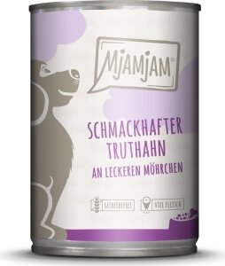 MJAMJAM Hundefutter, Truthahn & Möhrchen, für Hunde, getreidefrei, reich an Fleisch, 400 g, ausgewogene Ernährung.