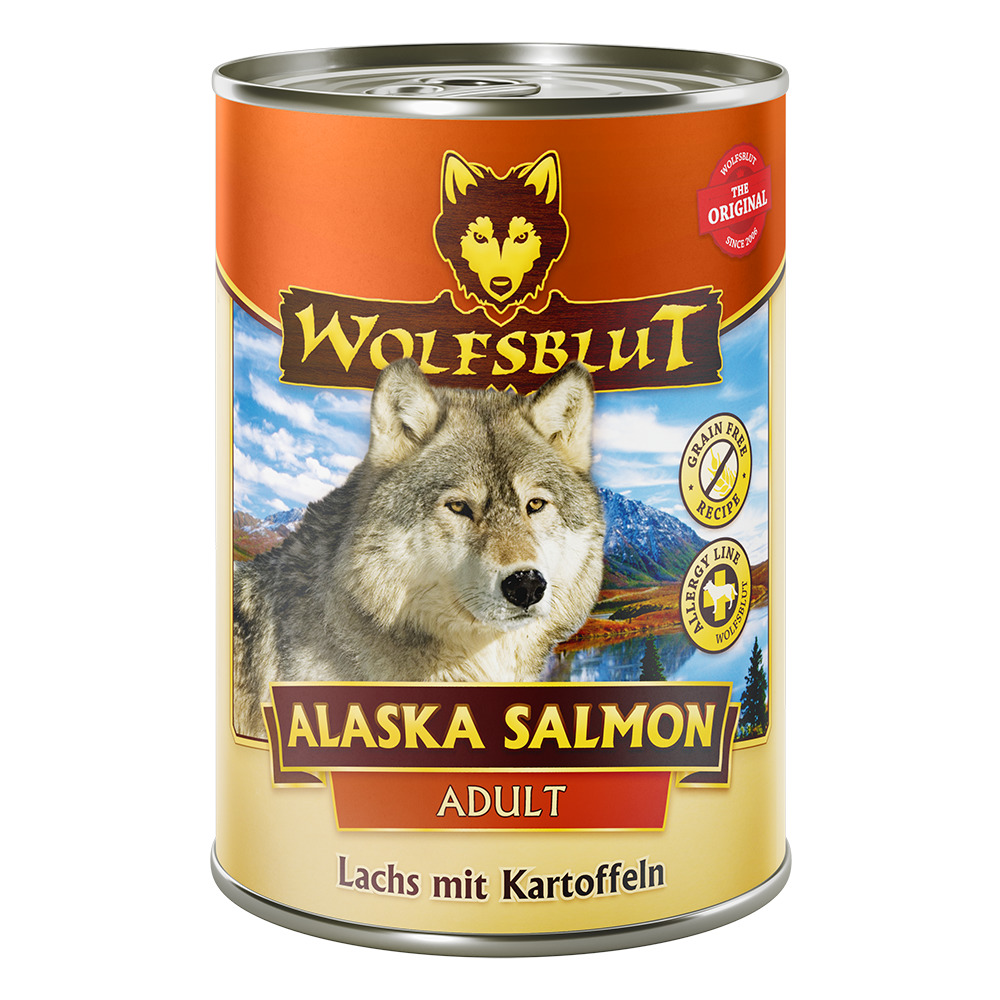 Wolfsblut Hundefutter Adult, Alaska Salmon (Lachs+Kartoffeln), getreidefrei, 395 g.