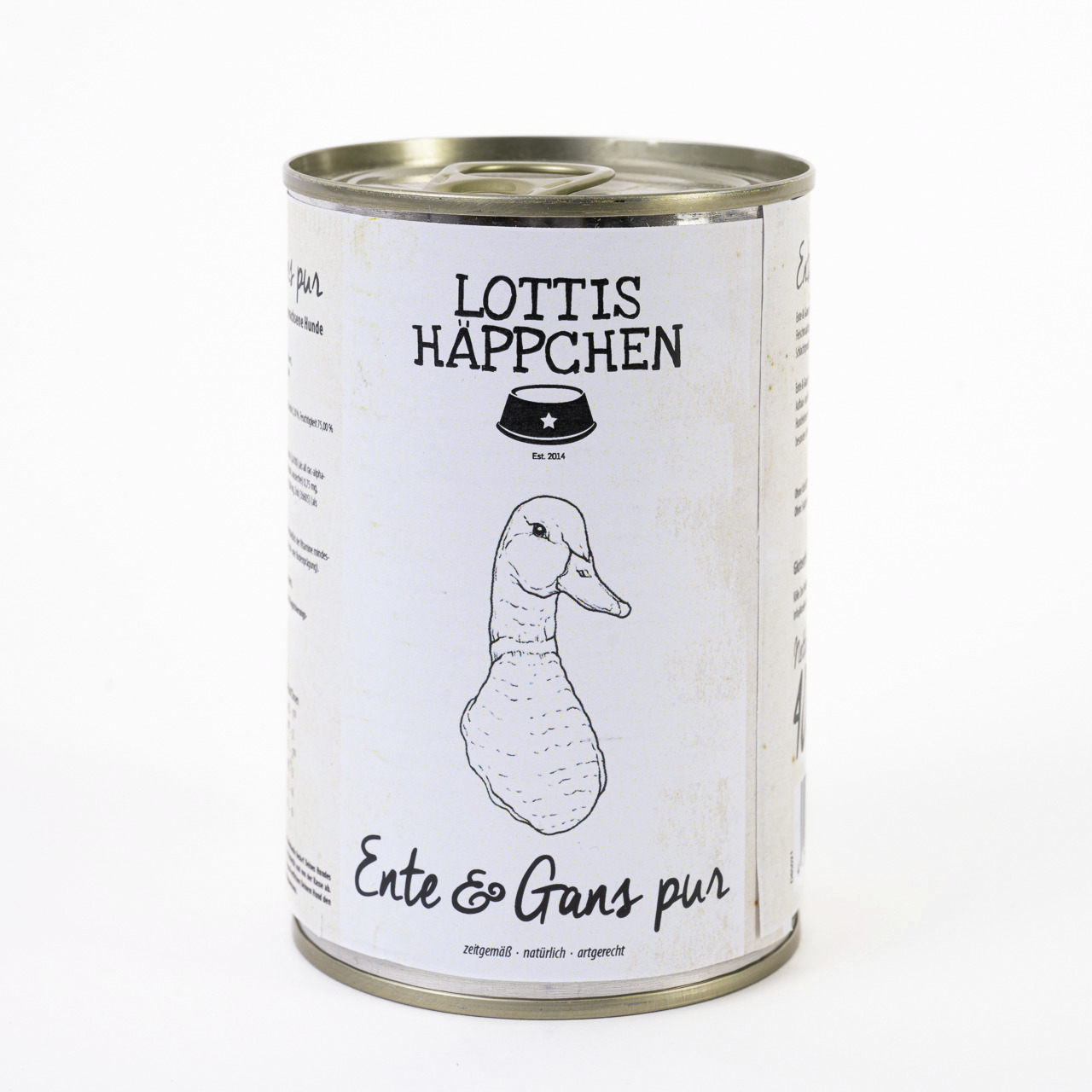 Sparpaket 24 x 400 g Lottis Häppchen Ente & Gans pur Hunde Nassfutter