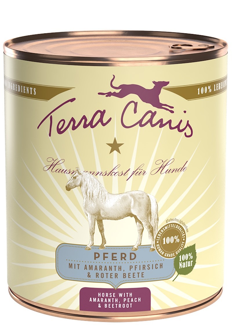 Terra Canis Classic Pferd mit Amaranth, Pfirsich & roter Beete 800g Dose Hundenassfutter