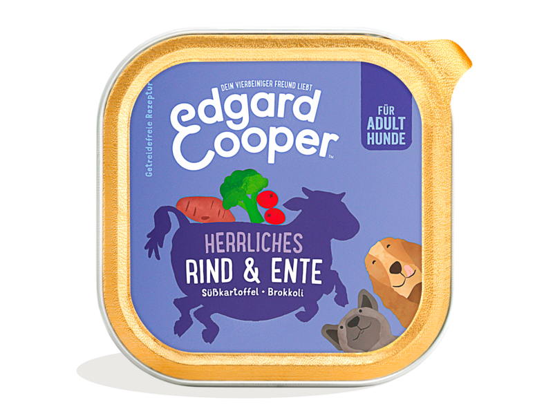 Sparpaket 22 x 150 g Edgard & Cooper Adult Rind & Ente Hunde Nassfutter