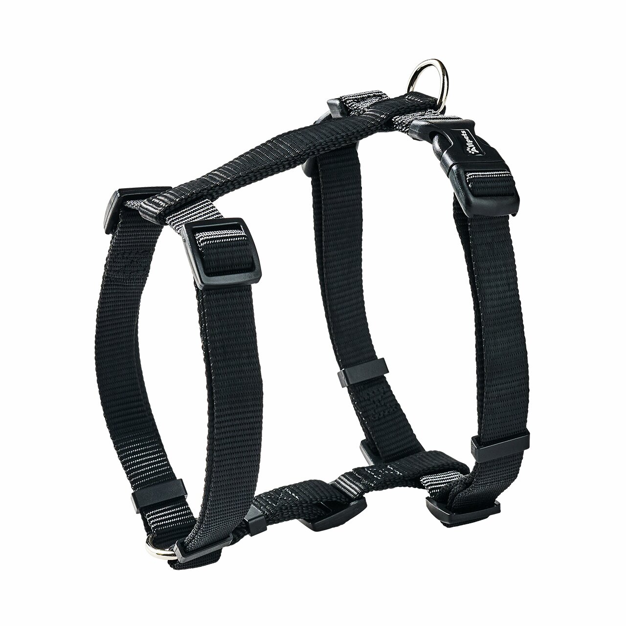 Allpets Hundegeschirr, schwarz, Nylon, verstellbar, für alle Hunde, mit Metallring, bequem & sicher, ideal für Spaziergänge-Training.