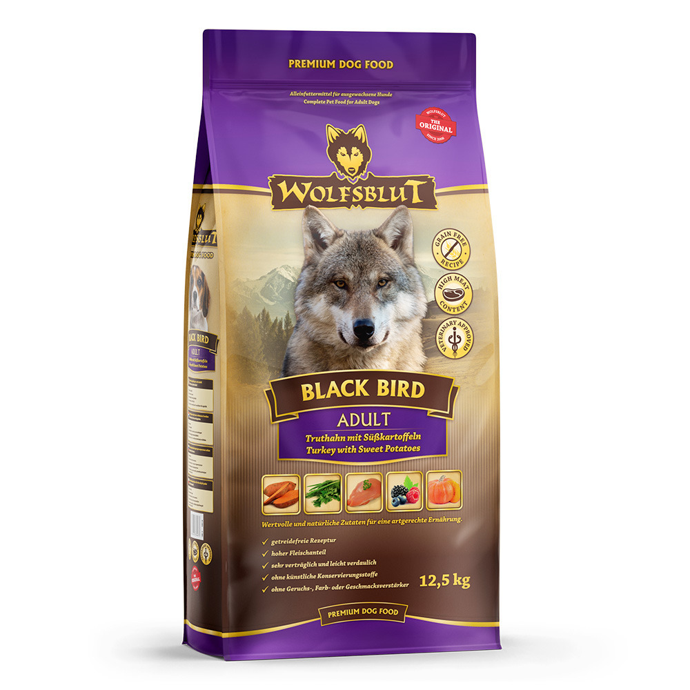 WOLFSBLUT Black Bird Truthahn mit Süßkartoffeln 12,5kg Hundetrockenfutter