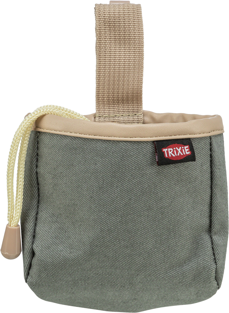 TRIXIE Leckerlibeutel, Zubehör f. Hundebesitzer, grau-beige, robust, m. Schlaufe, ideal f. Snacks beim Training-Spaziergang.