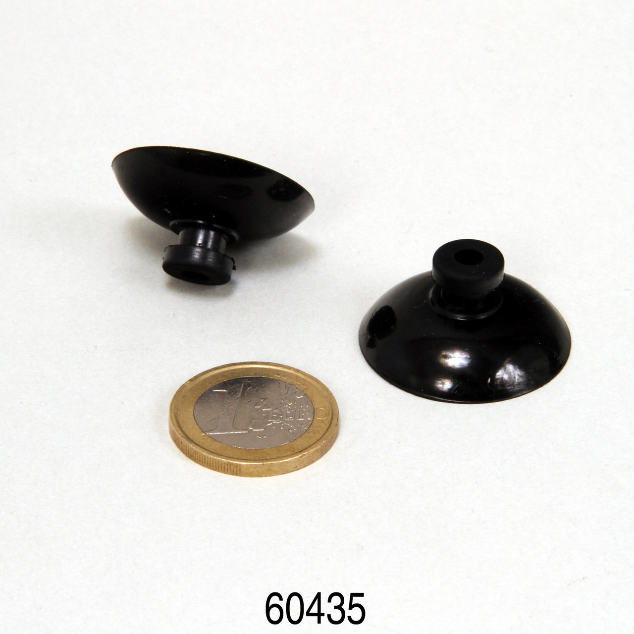 JBL Saugnäpfe, 2 Stk., für Aquarien, zur Befestigung von Zubehör (z. B. Schläuche, Thermometer), Größenvergleich: 1-Euro-Münze.