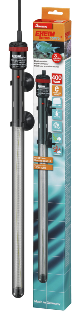 EHEIM thermocontrol Aquariumheizer, 400W, für 1000-1200L, präzise Temp.regelung, inkl. Saugnäpfe, schwarz.