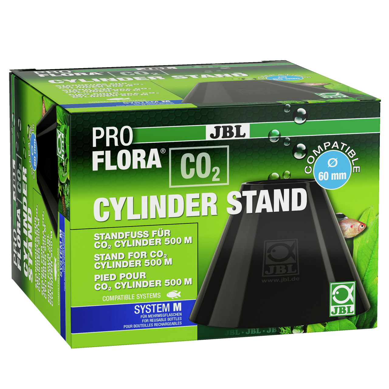JBL ProFlora CO2 Cylinder Stand, Standfuß für 500 ml CO2-Zylinder (Ø 60 mm), für Aquarienbesitzer, kompatibel mit System M.