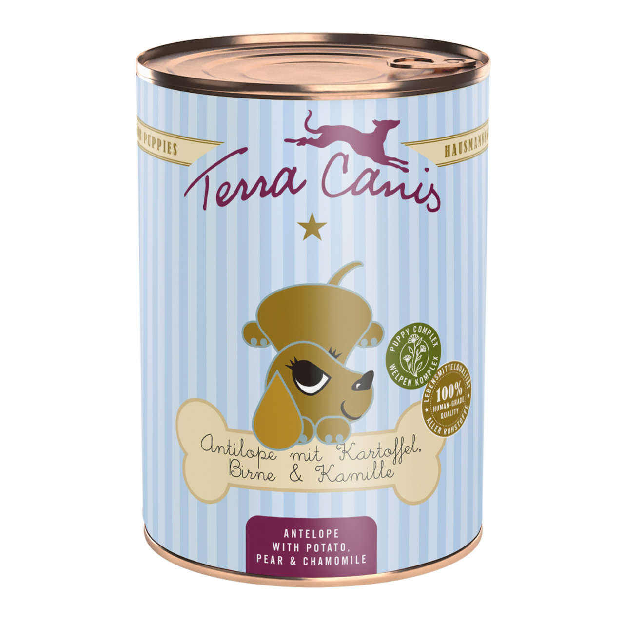Terra Canis Antilope mit Kartoffel, Birne & Kamille für Welpen, 100 % nat. Zutaten in Lebensmittelqualität, 400 g.
