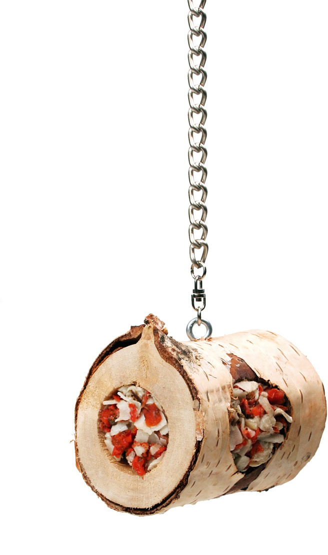 JR FARM Birkenholz-Snack, 150 g, für Nager & Kaninchen, rote Beeren & Blüten, natürliche Beschäftigung, fördert Zahnabrieb, mit Kette.