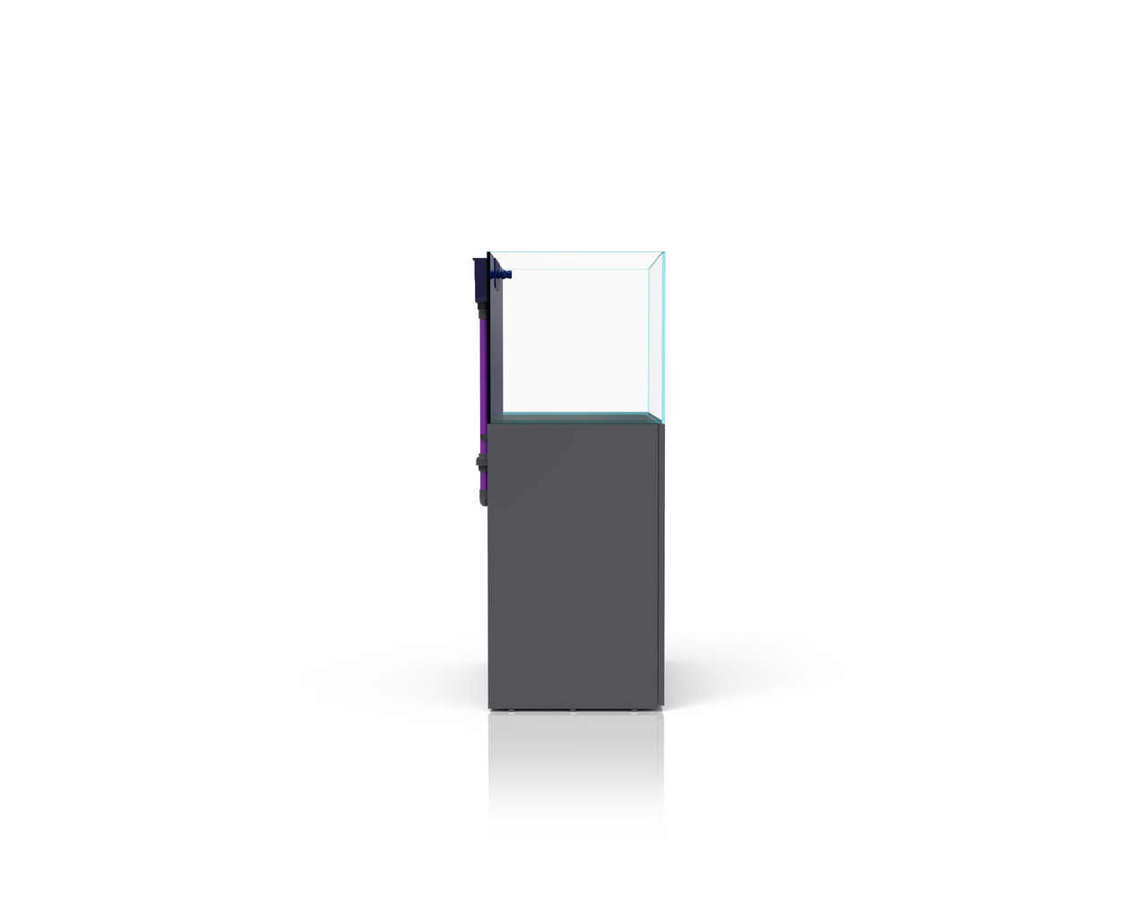 Nyos Opus 300 Aquarium, Meerwasseraquarium für Salzwasserfische & Korallen, modernes Design, Glasbecken, dunkler Unterschrank.