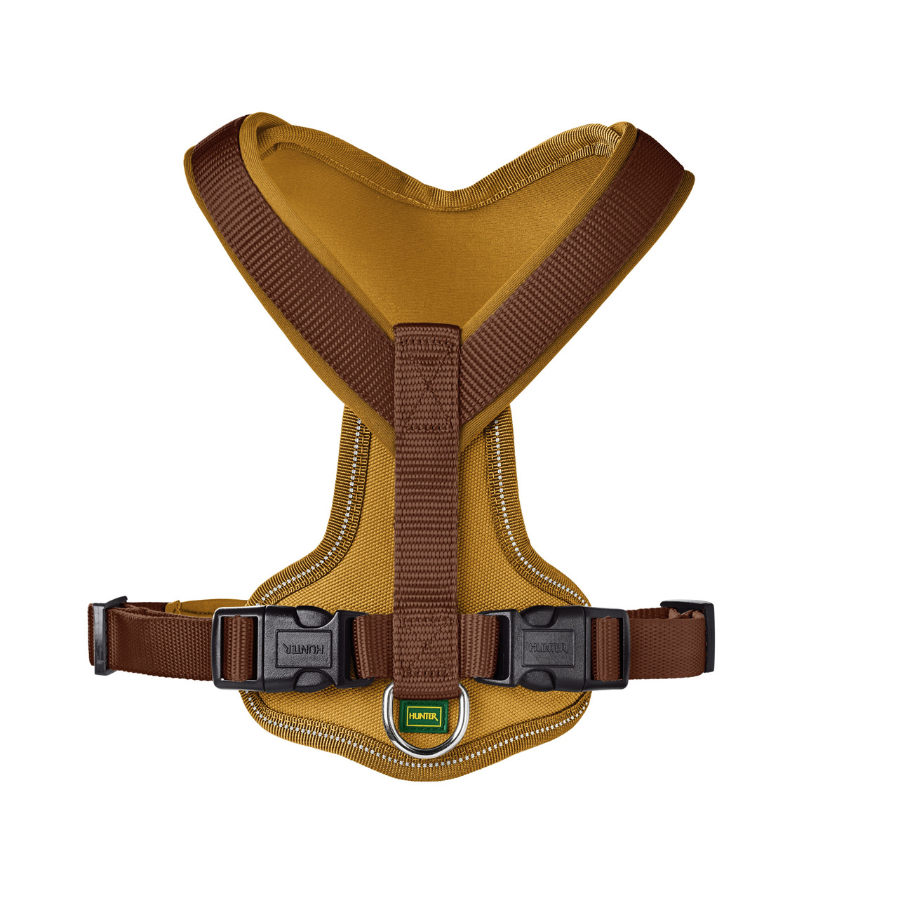 Hundegeschirr "HUNTER Tripoli", Gelb/Braun, ergonomisch, verstellbar, robuste Klickverschlüsse, für alle Hunde, hoher Komfort.