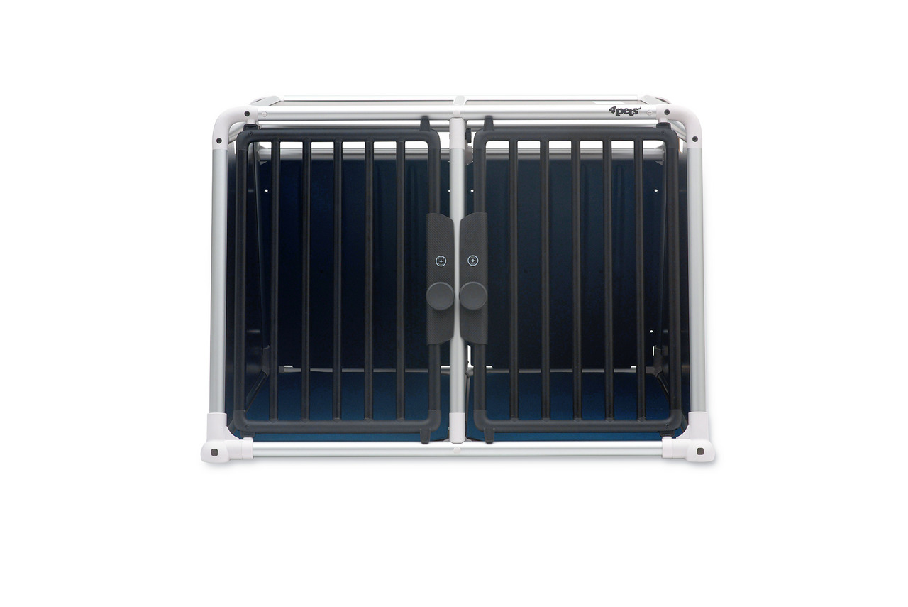 4pets ProLine Hundetransportbox Small, für kl. Hunde, Alu+Kunststoff, Tür mit Gitterstäben, sicher+komfortabel, Autofahrt.