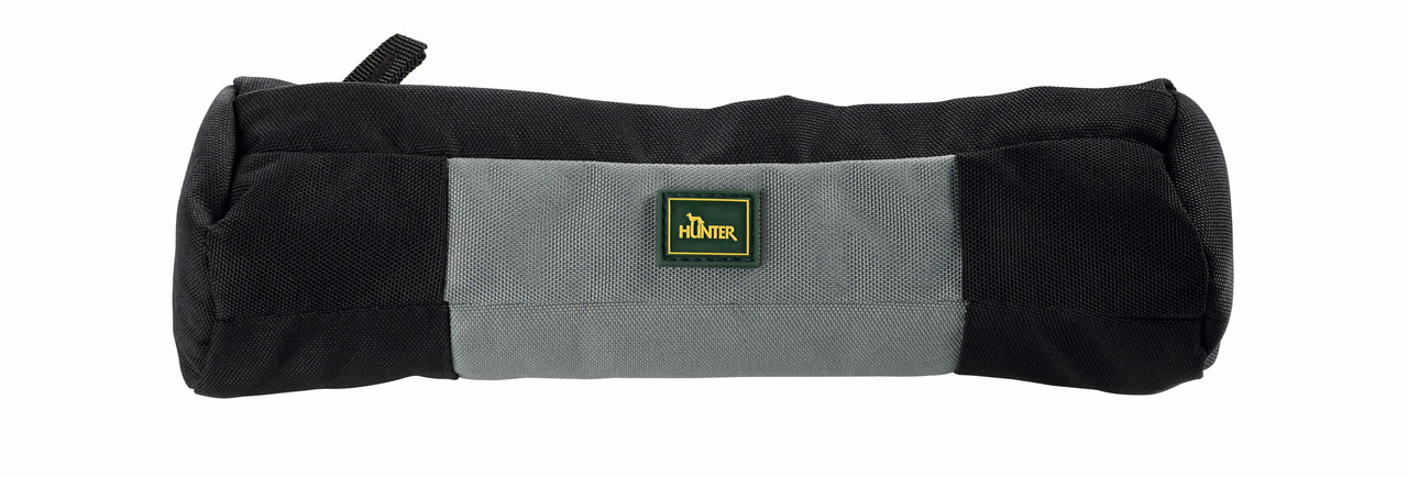 HUNTER Dummy Trainer, Trainingsspielzeug für Hunde, Schwarz-Grau, robustes Material, ideal für Apportierübungen, mit Logo.