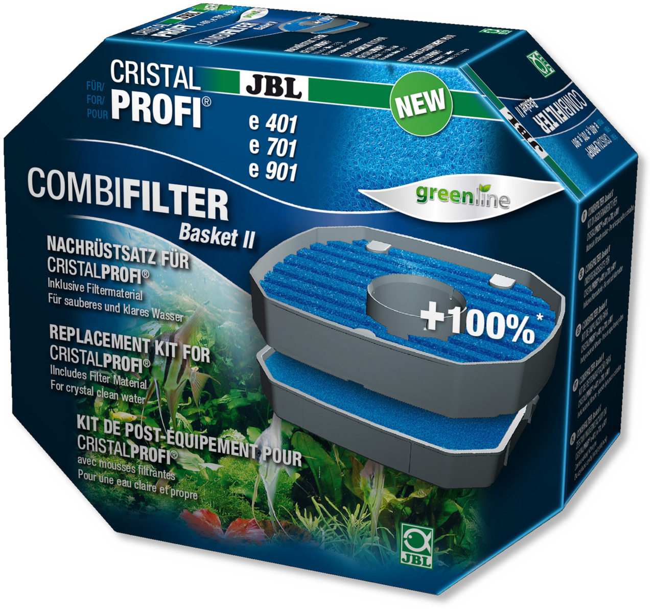 JBL CristalProfi Combifilter Basket II, Nachrüstsatz f. e401/e701/e901, f. Aquarien, +100 % Leistung, Filtermaterial f. klares Wasser.