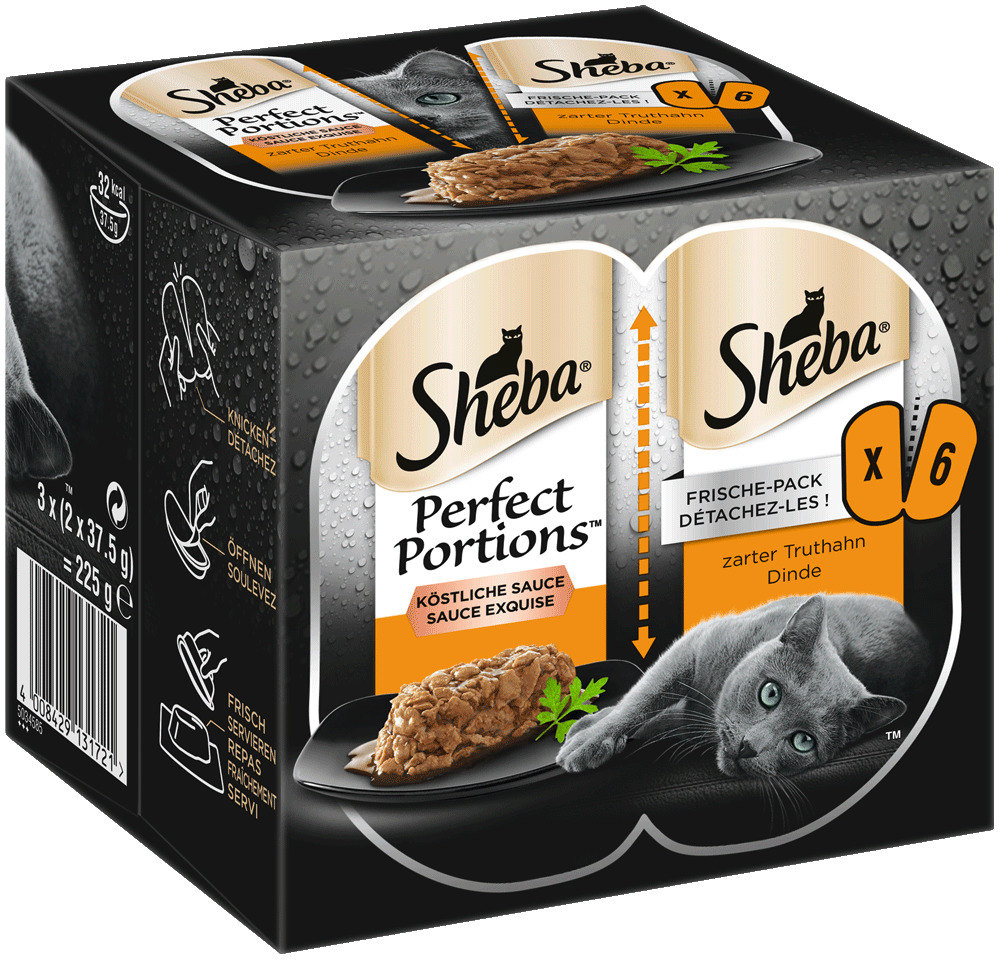 Sheba Perfect Portions mit Truthahn Multipack 6x37,5 Gramm Katzennassfutter