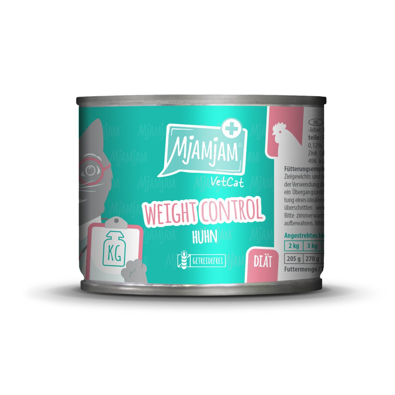 MJAMJAM VetCat Weight Control Huhn, Diät-Nassfutter f. Katzen mit Gewichtsproblemen, Huhn, 200 g, ausgewogene Ernährung.