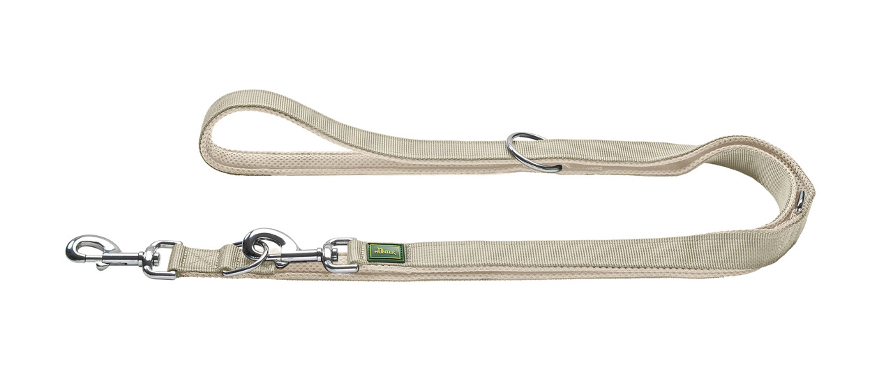 HUNTER Hundeleine "Tripoli", Nylon, beige, für Hunde aller Größen, 2 Karabiner, D-Ring, ca. 2 m, ideal für Spaziergänge & Training.