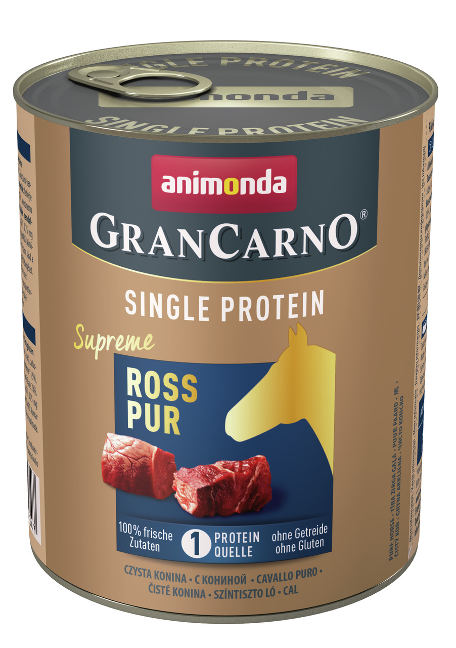 Animonda GranCarno Supreme Ross Pur, Hundefutter f. erw. Hunde, Pferdefleisch, Single Protein, ohne Getreide-Gluten, 400 g.